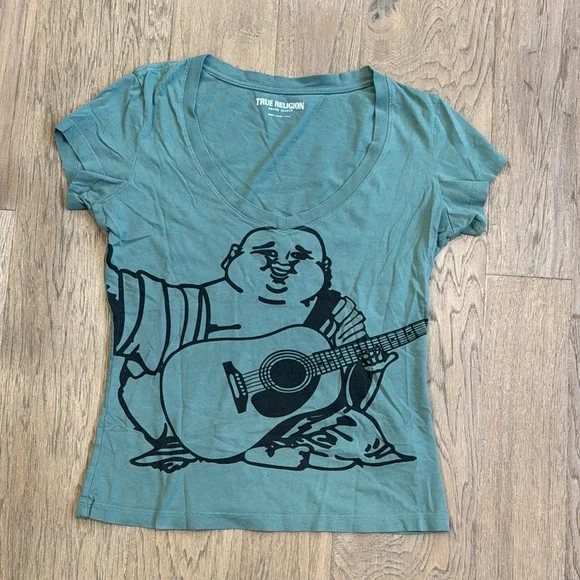 True Religion Women's XS Buddha V-Neck Tee - Picture 2 of 11